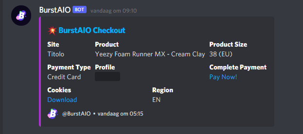 0xKishan's tweet image. Thanks @BurstAIO . Servers were down bad but Burst still copped🤍 

@Atlas_Notify