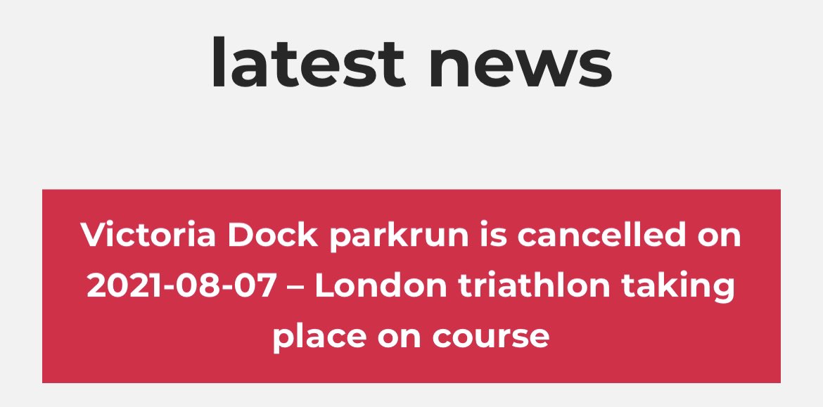 Just as a reminder for everyone - we will NOT be on for this Saturday (7 Aug) due to the triathlon. Please feel free to check out our neighbours <a href="/becktonparkrun/">Beckton parkrun</a> or <a href="/mileendparkrun/">Mile End parkrun</a> (back on for the first time as they just secured council permission) instead! 🌳