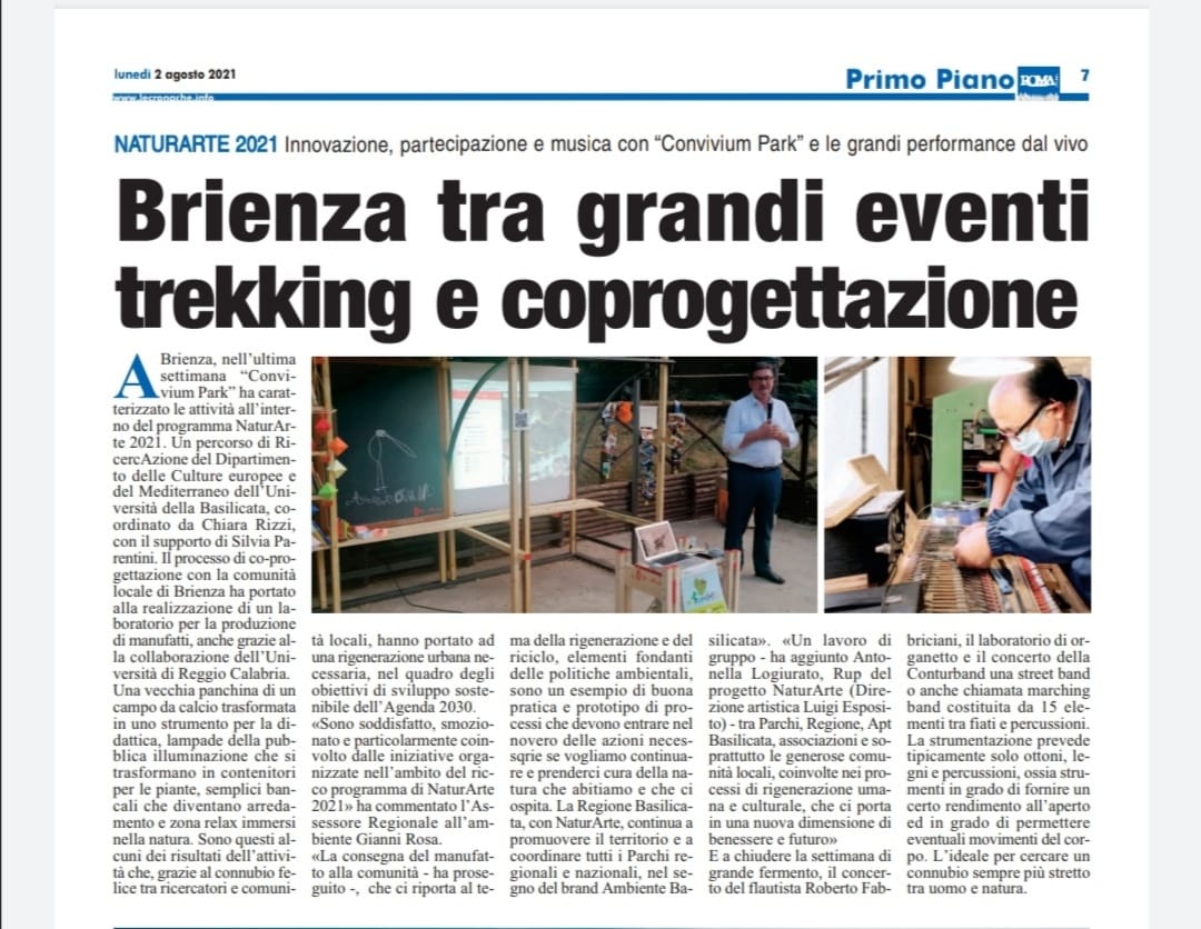 #Naturarte il percorso di RicercaZione dell'Unibas e co-progettazione con la comunità di Brienza nel percorso del festival dei Parchi di Basilicata. 
#conviviumpark #ambienteBasilicata