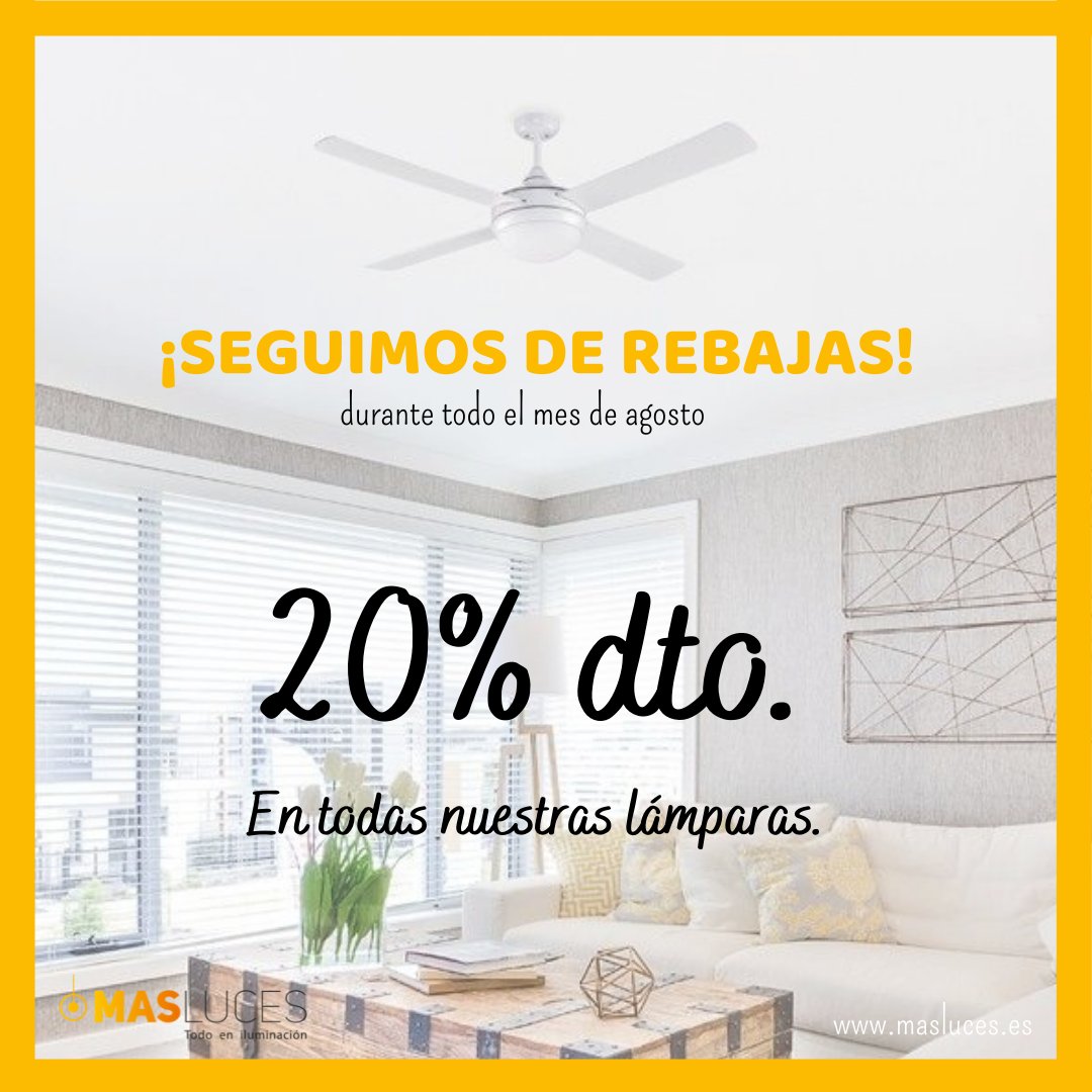 ¡Seguimos de rebajas en Mas Luces! Durante todo el mes de agosto, remate final. Con ofertas y descuentos de hasta el 20%.
Entra en: masluces.es
.
.
#masluces #rebajas #segundasrebajas #rebajasdeverano #verano2021 #hogar #decoracion #decoraciondelhogar #lamparas