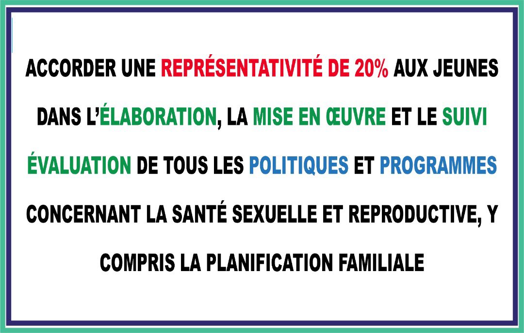 Recommandations 1 des jeunes 
<a href="/PRBdata/">PRB</a> 
<a href="/FP2030Global/">FP2030</a> 
<a href="/pai_org/">PAI</a> 
<a href="/PathfinderInt/">Pathfinder</a> 
@MinisteredelaS1 
<a href="/DSMESENEGAL/">Direction de la Santé de la Mère et de l'Enfant</a> 
#kebetu
