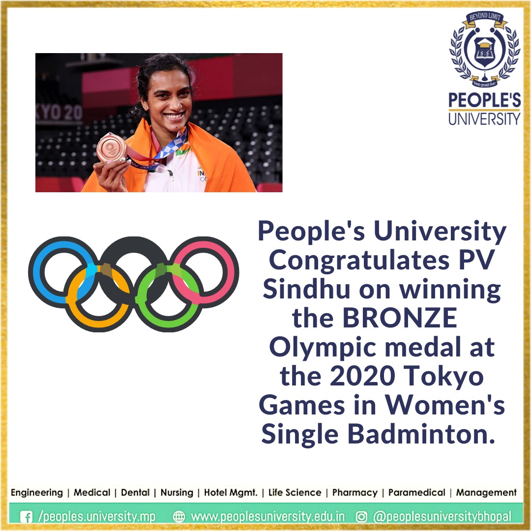 Uni_Peoples's tweet photo. PV Sindhu created history on Sunday when she delivered again at the biggest stage to become only the 2nd Indian and the country’s 1st woman to win two Olympic medals in sucessive Olympic Games.
#PVSindhu #TokyoOlympics2020 #TokyoOlympics #peoplesuniversity #bhopal #activesports https://t.co/9KKPrv2FMR