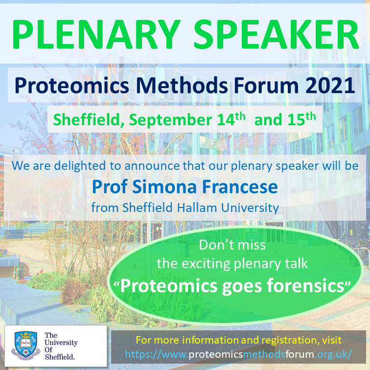 biOMICS@UoS (@uosbiomics) on Twitter photo Register for the #PMF2021 and join us for an exciting programme on the 14-15 September 2021!
Our plenary speaker will be <a href="/SimonaFrancese/">Simona Francese</a> from <a href="/sheffhallamuni/">Sheffield Hallam University</a>
Follow the link for more information: proteomicsmethodsforum.org.uk/conferences/20… Register for the #PMF2021 and join us for an exciting programme on the 14-15 September 2021!
Our plenary speaker will be <a href="/SimonaFrancese/">Simona Francese</a> from <a href="/sheffhallamuni/">Sheffield Hallam University</a>
Follow the link for more information: proteomicsmethodsforum.org.uk/conferences/20…