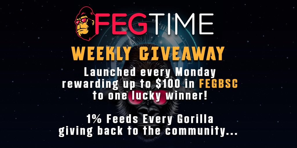 realTime2Burn1's tweet photo. 🔥FEGtime WEEKLY GIVEAWAY🔥

AND IN CELEBRATION OF 
💰STAKING v2 LIVE💰
THIS EVENT WILL REWARD..🥁
2 WINNERS $100 IN $FEGbsc!

✅RULES
👊FOLLOW
@FEGcharlie
@garethcorvid 
@realTime2Burn1 
👊LIKE + RT
👊TAG three friends
👊COMMENT #FEGtoken

ENDS 4th OF AUG 1000 UTC

☘GOOD LUCK☘ https://t.co/T0qJApA6K0