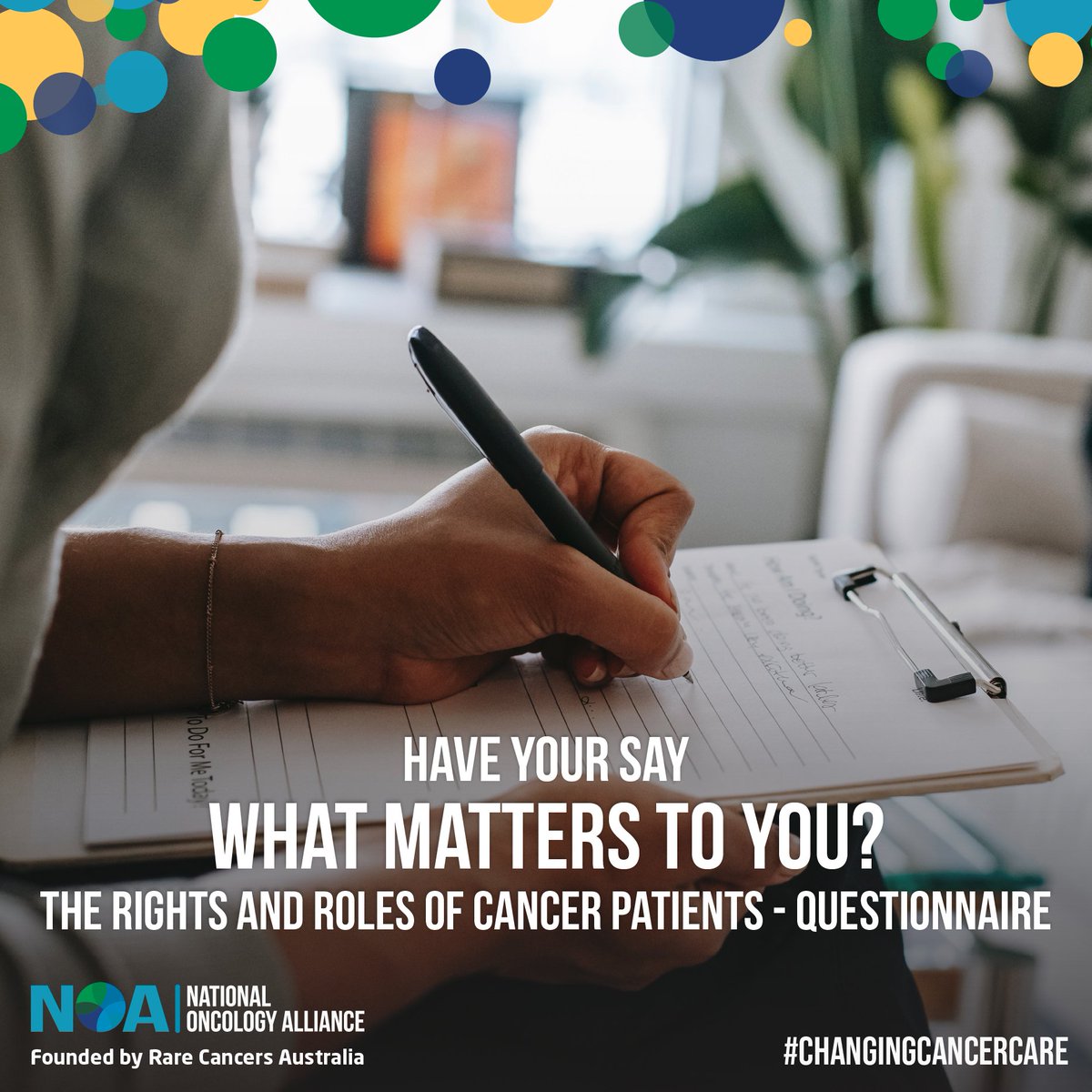 What is important to you in your #cancer journey? We are calling on all #Australians who have experienced cancer directly or via a family member to have their say in this short four-minute #questionnaire to inform our #research on patient #rights: ow.ly/Coju50FIjRX