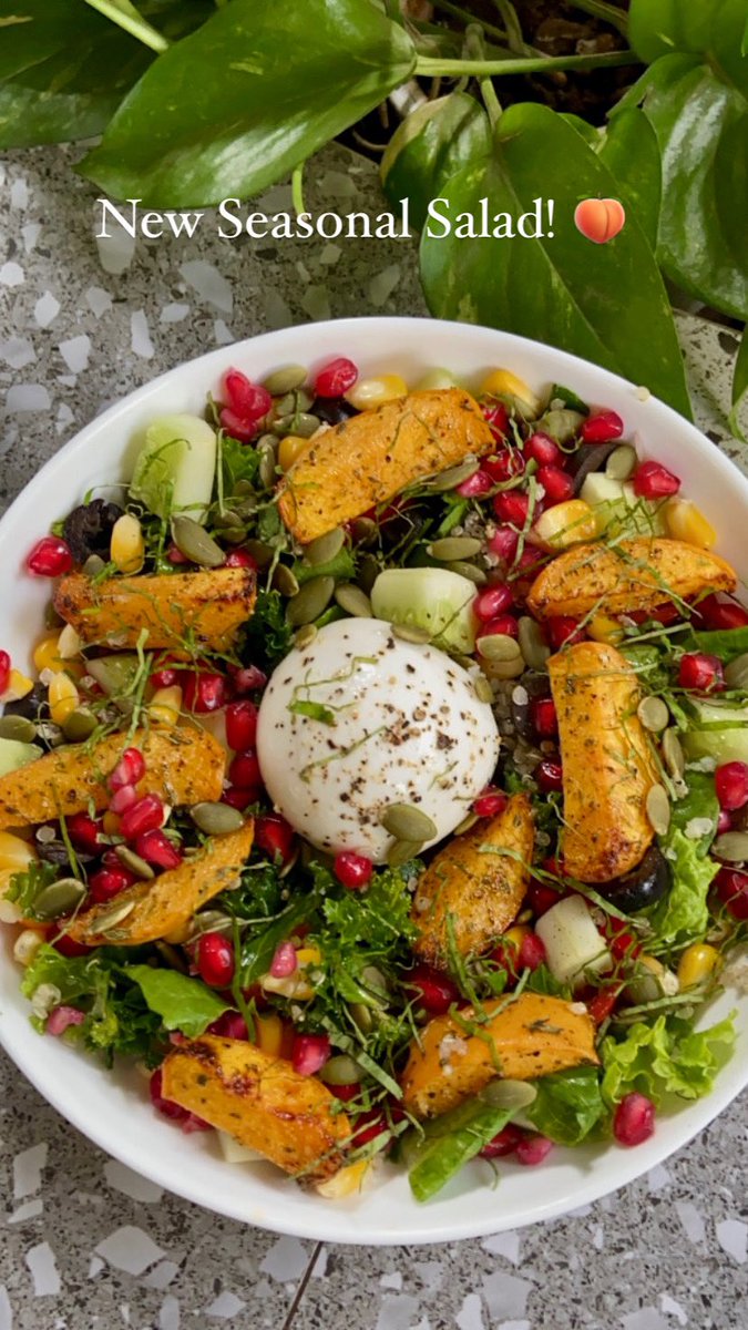 Peaches N Cream! 
Our new seasonal salad is here! 
#bombaysalad #eatmoresalad #mealsdoneright #local #seasonal