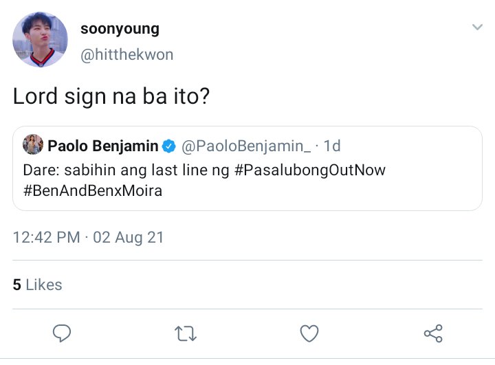 boozarre's tweet photo. songs bro

#Soonhoon one tweet au where...

#PasalubongOutNow #BenAndBenxMoira https://t.co/2NFzXwVKhT