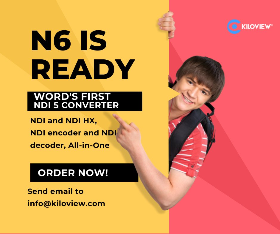 kiloview's tweet photo. Yep, On July 30th, the first batch N6 was shipping out!
Kiloview N6, the world’s first NDI converter based on NDI 5.0, supports both NDI and NDI|HX, both encoding and decoding.
For more info https://t.co/R5r0FnsWA3
#NDI #Kiloview #livestream #videodecoder https://t.co/vcuF1yPYsf