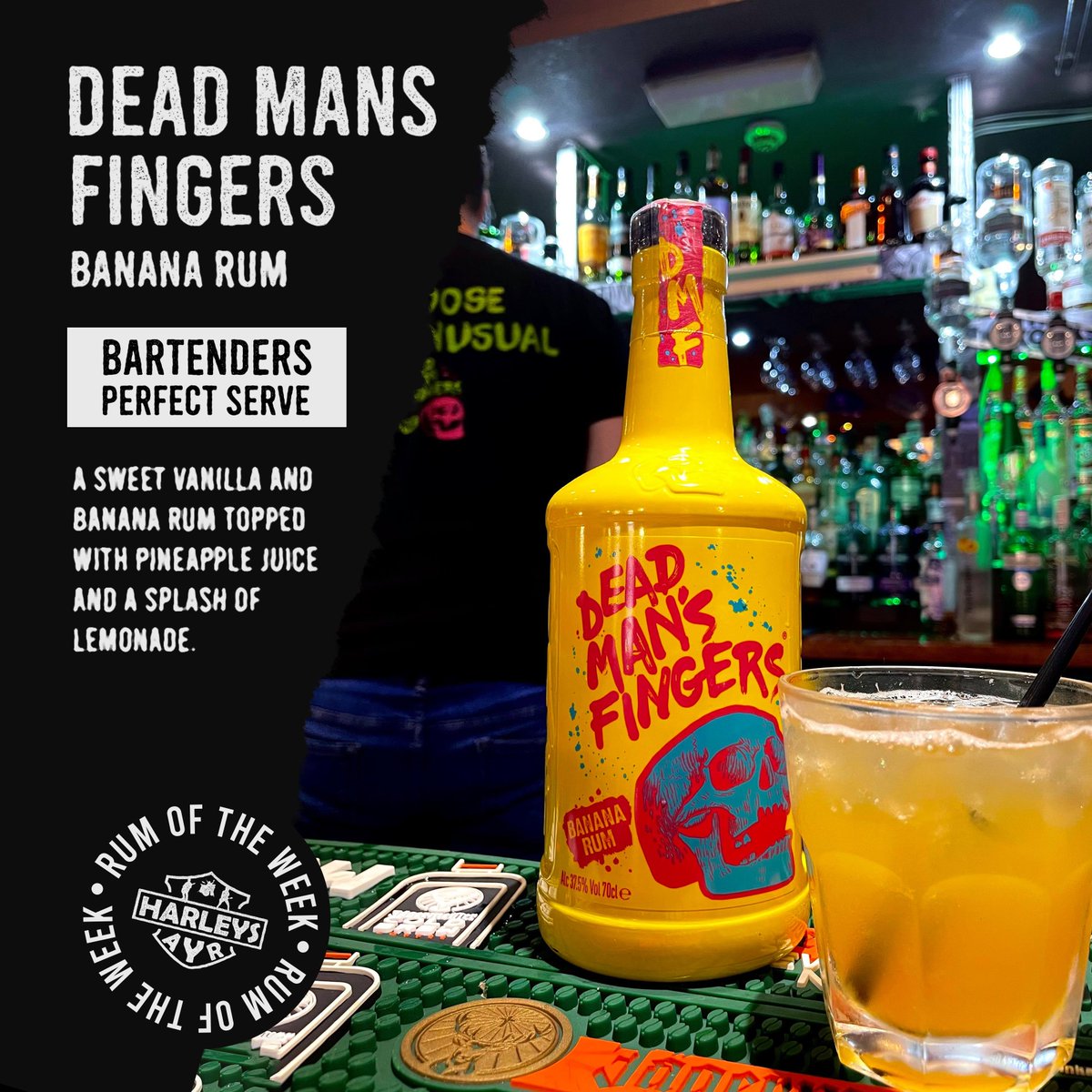 𝐓𝐇𝐈𝐒 𝐖𝐄𝐄𝐊'𝐒 𝐑𝐔𝐌 𝐎𝐓𝐖 - DMF Banana Rum 🍌🥃

Try something different this week at Harleys with one of our new Dead Man's Fingers Banana infused rum! 🌴

Order straight from our app today! 📱

#rumoftheweek