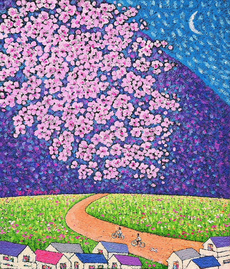 [그림은 포털아트] 꽃향기 속으로 *10F(45.5cm x 53cm)* 돌가루에 아크릴 2021 - 박용섭 porart.com