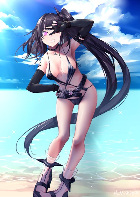 「bare shoulders black bikini」 illustration images(Latest)