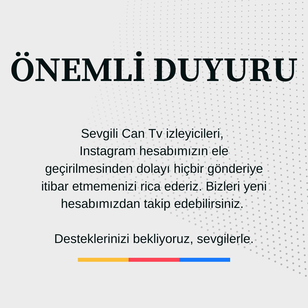 Yeni Instagram hesabımızı bu linkten takip edebilirsiniz: instagram.com/cantv.tv_/ 

Desteklerinizi bekliyoruz!
#cantv <a href="/alevinet/">alevinet</a> <a href="/aleviyim_/">Aleviyim</a> <a href="/PirHaberAjansi/">PİRHA - PİR HABER AJANSI</a> <a href="/AleviGAH/">Yola Yoldaş Olanlar</a> <a href="/alevihaberleri/">Alevi Haberleri</a> @Peyikci <a href="/RomanyaAleviDer/">Romanya Alevi Bektaşi Derneği</a>