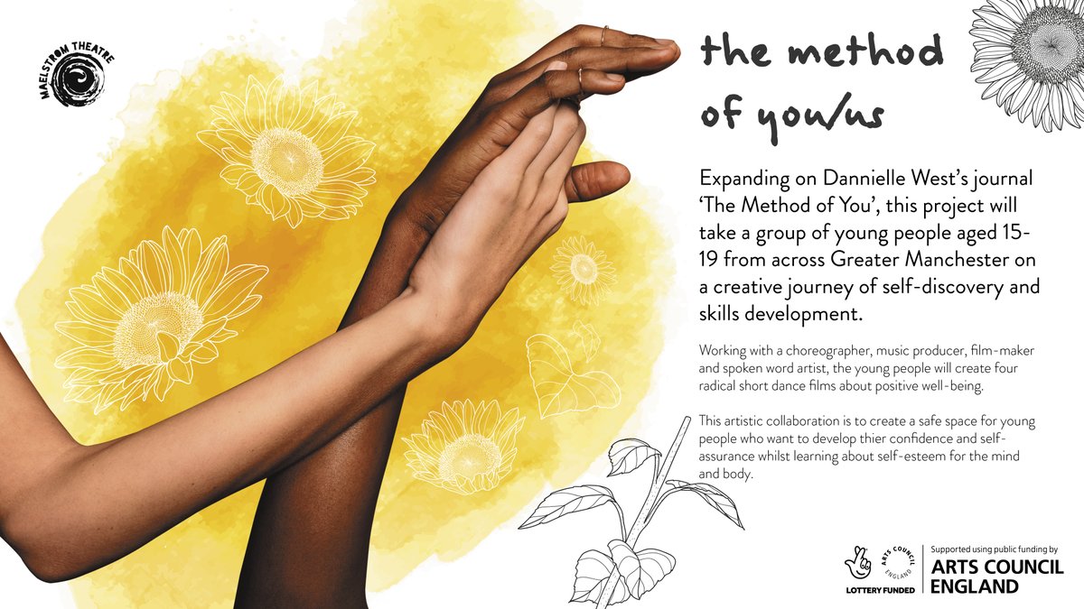 METHOD OF YOU/US DANCE PROJECT 🚨

As there are a few places left, we have extended the deadline for registration to Friday 6th August, 12pm.

15-19yrs
Manchester based #YoungPeople 

Register: maelstromtheatre.co.uk/the-method-of-…

PLS RT

#MentalHealth #Arts #Dance #Film #WellBeing