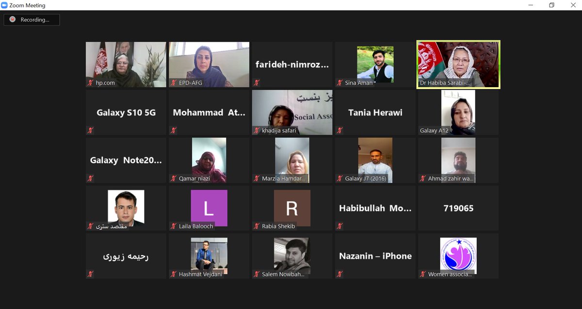EPD_AFG's tweet photo. Representatives of #PeaceBuilders group from 11 provinces &amp; 24 districts had a productive virtual meeting with @SapedarPalace, &amp; negotiating team. They shared their concerns &amp; suggestions about #PeaceProcess, #women’s rights, and protecting #achievements of 20 years. https://t.co/7GTkCqjbku