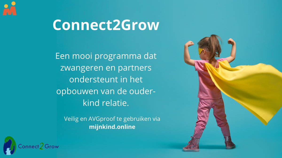 Per 1 juli 2021 kunnen samenwerkingsverbanden of VSV’s gebruik maken van Connect2Grow.info
Een mooi programma dat zwangeren en partners ondersteunt in het opbouwen van de ouder-kind relatie.
16 september organiseert mijnkindonline.nl een webinar  over dit programma.