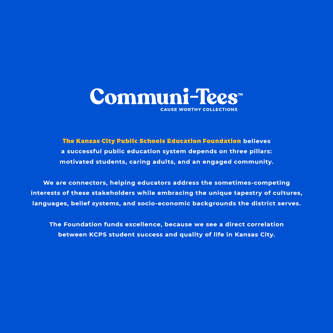 kcpublicschools's tweet photo. KCPS @CharlieHustleCo #CommuniTEES have been restocked! π Every purchase benefits our students through the Kansas City Public Schools Education Foundation. Show your support for public schools! https://t.co/lqKMYQFCzp https://t.co/S1lrN8TJv3