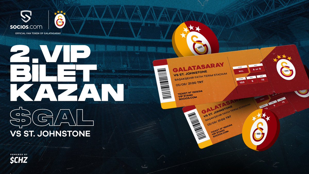 🎟 ÇEKİLİŞ 🎟

St Johnstone'a karşı oynanacak olan #UEL eleme turu karşılaşması için 2 VIP bilet hediye edeceğiz.

Kazanma şansı için:
✅ Takip et
✅ $GAL yazarak yorum yap
✅ Retweet et

3 Ağustos saat 11.00'de sona erecektir

⚡️ $CHZ