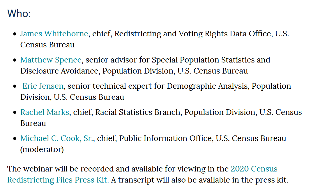hansilowang's tweet image. NEW: The Census Bureau is holding a public webinar about 2020 census redistricting data (still expected by Aug. 16) on Aug. 5 at 1 p.m. ET
uscensus.webex.com/uscensus/onsta…