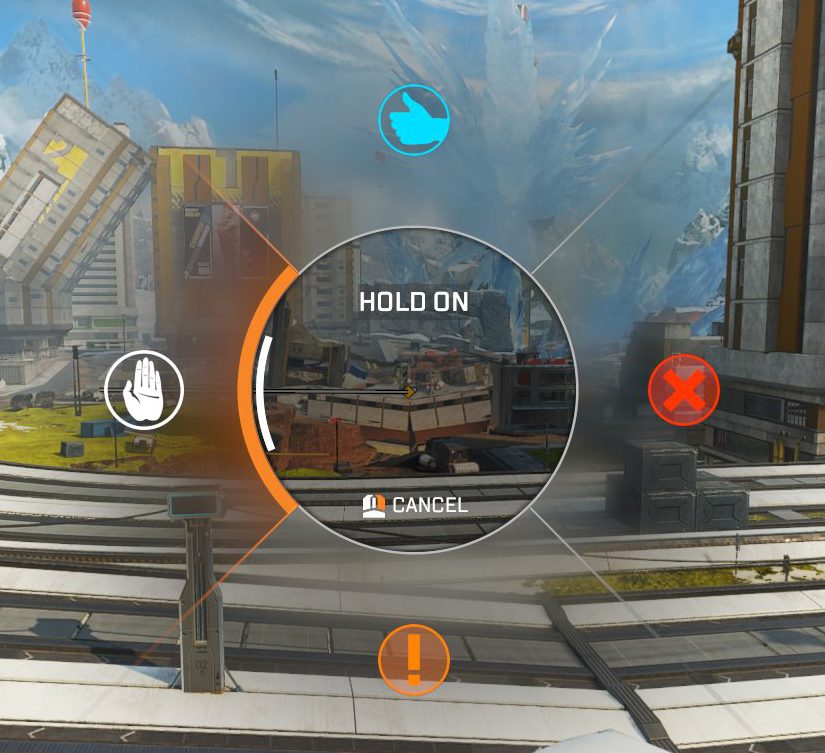 A new 'Hold On' ping added to Apex Legends.