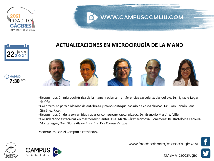 AEMMicrocirugia's tweet photo. Inscríbete en el Congreso Asociación Española de Microcirugía - 21 a 23 de Octubre de 2021 - https://t.co/gDMJrZ10lM https://t.co/aA26xOdDLR