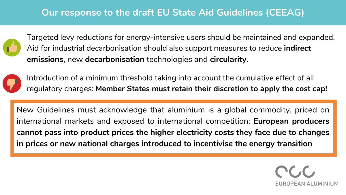 EUROPEAN ALUMINIUM (@eu_aluminium) on Twitter photo We welcome <a href="/EU_Competition/">EU Competition</a>'s draft #CEEAG. #EUStateAid must complement the #fitfor55 package. The review is on the right track, but some crucial improvements are needed!
Our response to the draft EU State Aid Guidelines 👉bit.ly/3ylS691 We welcome <a href="/EU_Competition/">EU Competition</a>'s draft #CEEAG. #EUStateAid must complement the #fitfor55 package. The review is on the right track, but some crucial improvements are needed!
Our response to the draft EU State Aid Guidelines 👉bit.ly/3ylS691