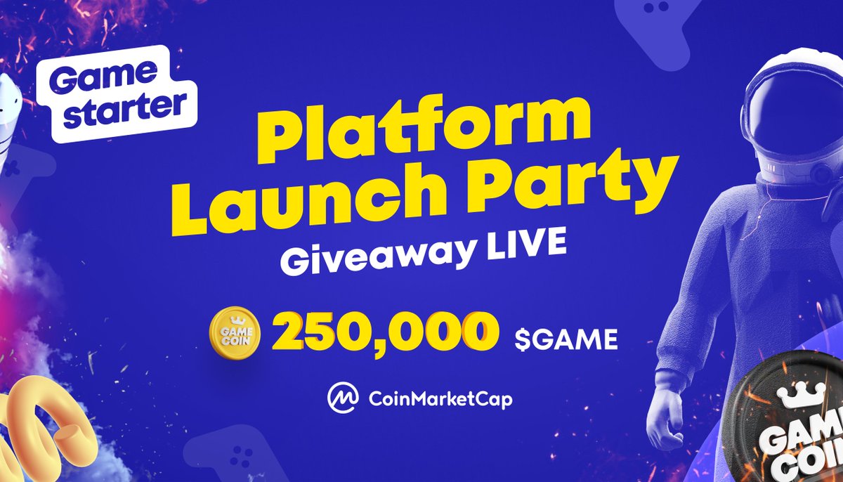 Gamestarter™ (@gamestarter) on Twitter photo To celebrate the launch of our early access platform, we're giving away 250 000 $GAME to our first users!
☑️ Retweet & tag 5 friends
☑️ Fill in the form and follow the instructions <a href="/CoinMarketCap/">CoinMarketCap</a>: coinmarketcap.com/currencies/gam…
☑️ Whitelist your email on: gamestarter.co/platformlaunch… To celebrate the launch of our early access platform, we're giving away 250 000 $GAME to our first users!
☑️ Retweet & tag 5 friends
☑️ Fill in the form and follow the instructions <a href="/CoinMarketCap/">CoinMarketCap</a>: coinmarketcap.com/currencies/gam…
☑️ Whitelist your email on: gamestarter.co/platformlaunch…