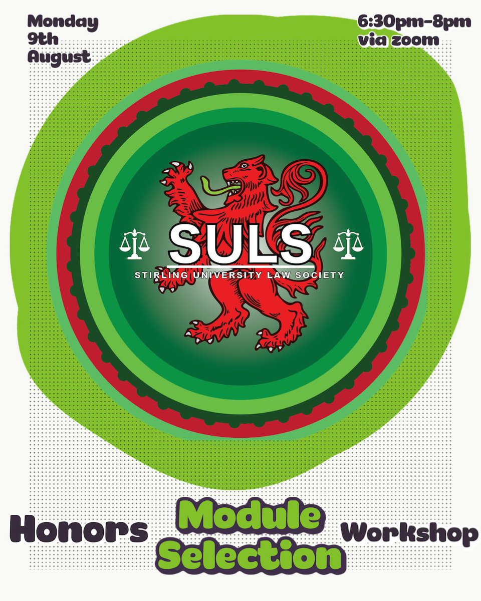 _stirlawsociety's tweet photo. This event is aimed at students going into 3rd or 4th year of the LLB and any accelerated students. 

Come join current and graduated Stirling students who will give their personal experiences of the Honors Modules within the University of Stirling LLB!

https://t.co/znZ93NqRzn https://t.co/Pk7bZyuXIP