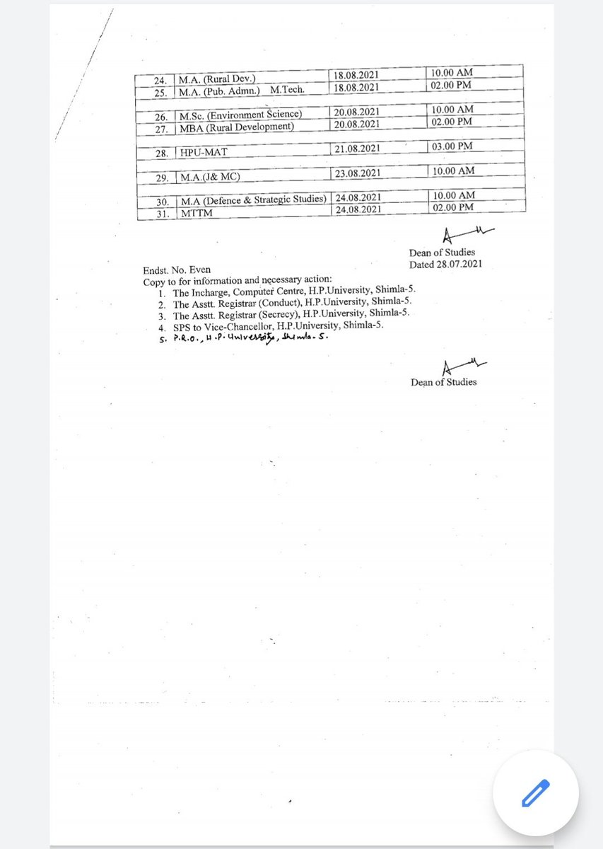 abvp4hpu's tweet photo. Notification regarding Entrance test for the various PG courses. 
#ABVPHPU https://t.co/ZHBAaoYLsM