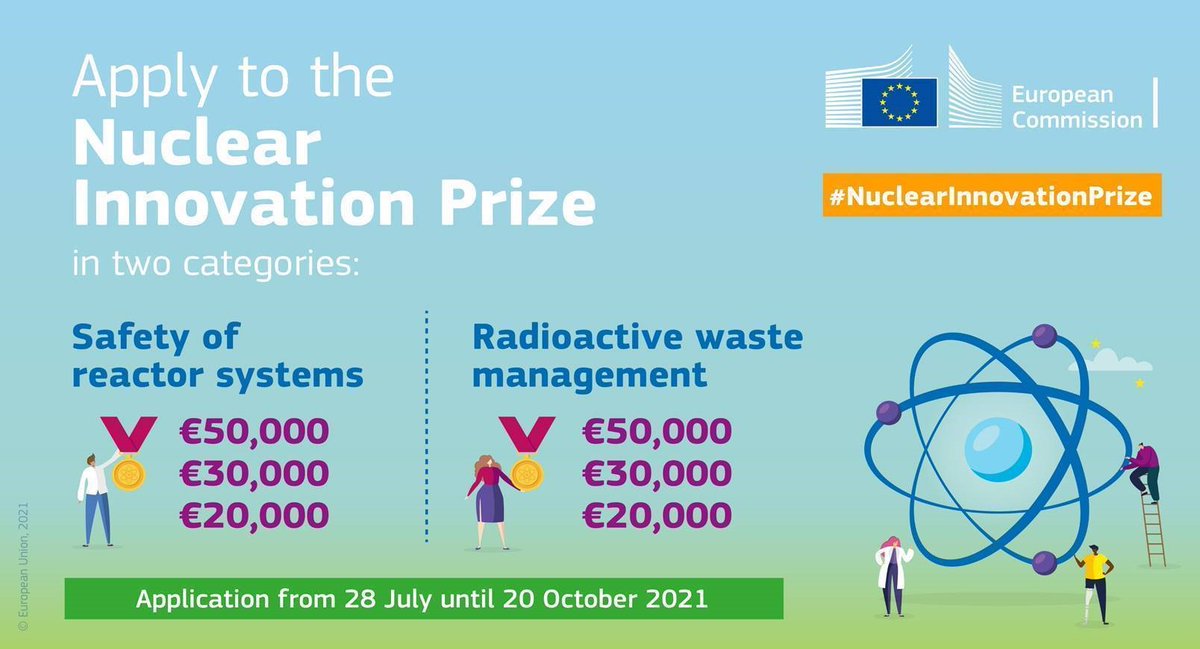KPK_PL's tweet photo. Naukowcy oraz zespoły badawcze, które pracują nad innowacjami w zakresie technologii jądrowych mogą zgłaszać się do rywalizacji w konkursie #NuclearInnovationPrize @EUinPL #euroatom.
Na najlepszych czeka nawet 50 000 €! Zgłoszenia do 20.10.2021 r.
Więcej: https://t.co/d6D6L7nJp0 https://t.co/qb7qyE5uKl