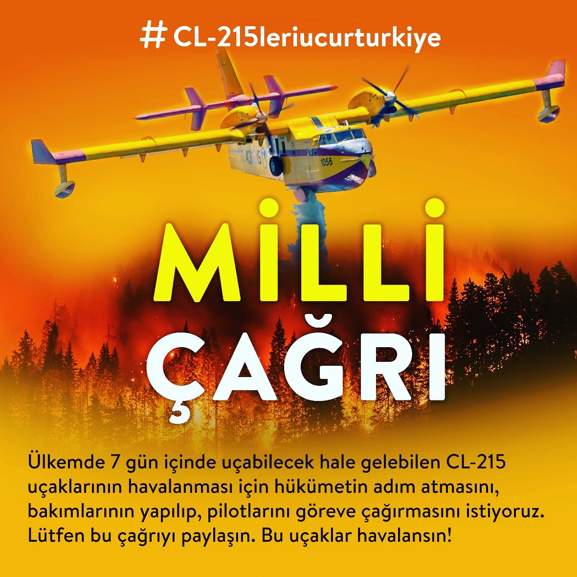 Aysesulebilgic's tweet photo. Hangarda yatan uçakların pilotları “biz göreve dönmeye ve en geç 7 günde uçurmaya hazırız” demiş!Bakım ve uçuş için yetki bekliyorlar. Onların önünü açın ve uçsunlar! İstediğimiz onların uçtuğunu ve yangınların daha fazla imkan ile söndürüldüğünü görmek!
#CL215leriucurturkiye https://t.co/nPVmO5BSMh