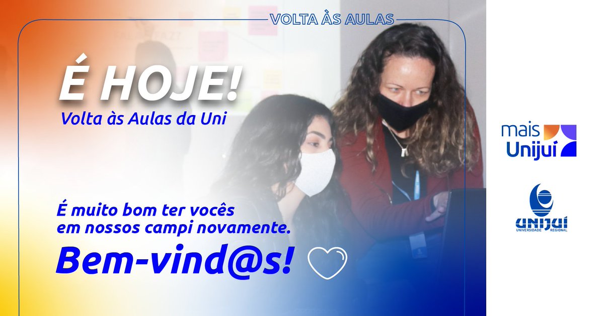 Unijui's tweet photo. É hora de matar a saudade!! 💙🧡
Muito bom ter vocês alegrando nossos campi novamente. Ótimo semestre e sejam bem-vind@s!
#voltaasaulas #unijui https://t.co/kBEffDfRlo