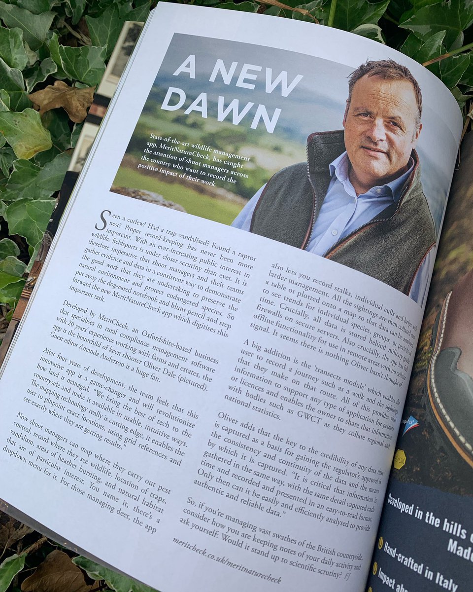 NatureCheckApp's tweet image. Huge thanks for our write up in this issue of @FieldsportsJrnl 

Talking about the importance of record keeping and going paperless! 
Let us know your thoughts 💭
#MeritNatureCheck #fieldsports #shooting #fishing