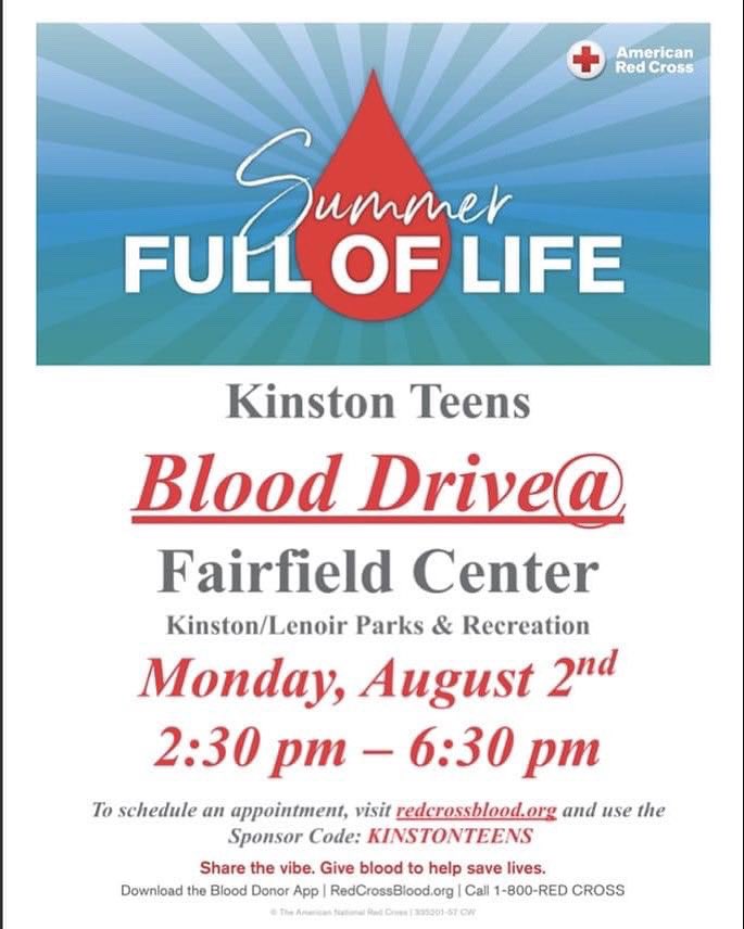 KinstonTeens's tweet photo. We will host our Blood Drive TODAY from 2:30 PM until 6:30 PM. Make an appointment or walk in! #DonateBloodSaveLives #blooddrive #savealife

https://t.co/GddbLxlYqh ➡️ sponsor code: KINSTONTEENS https://t.co/iwruKanwBv