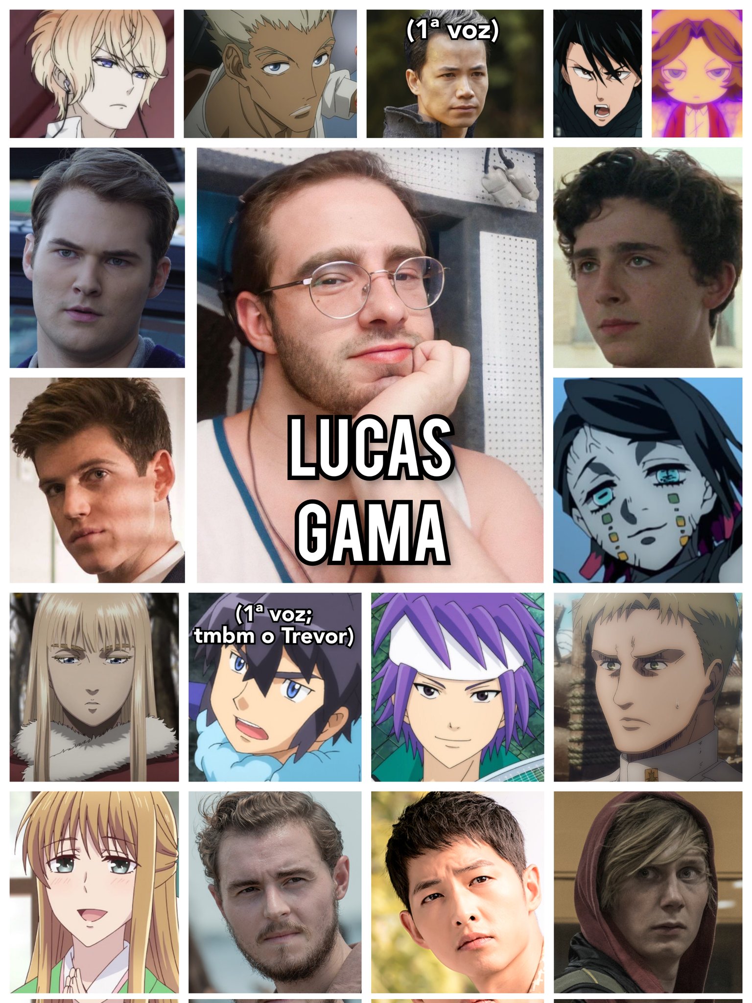 Personagens Com os Mesmos Dubladores! on X: Começando o dia de acordo com  um dos dubladores mais sensacionais que temos atualmente, alguns papéis do  ótimo Lucas Gama! Lucas é conhecido por dublar