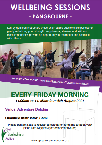 .<a href="/GetBerksActive/">Get Berkshire Active</a> are running Chair-based exercise sessions in #Pangbourne and #Hungerford.

Please contact Kate to request a registration form and to book your place: kate.wiggins@getberkshireactive.org

See the images attached for additional details.