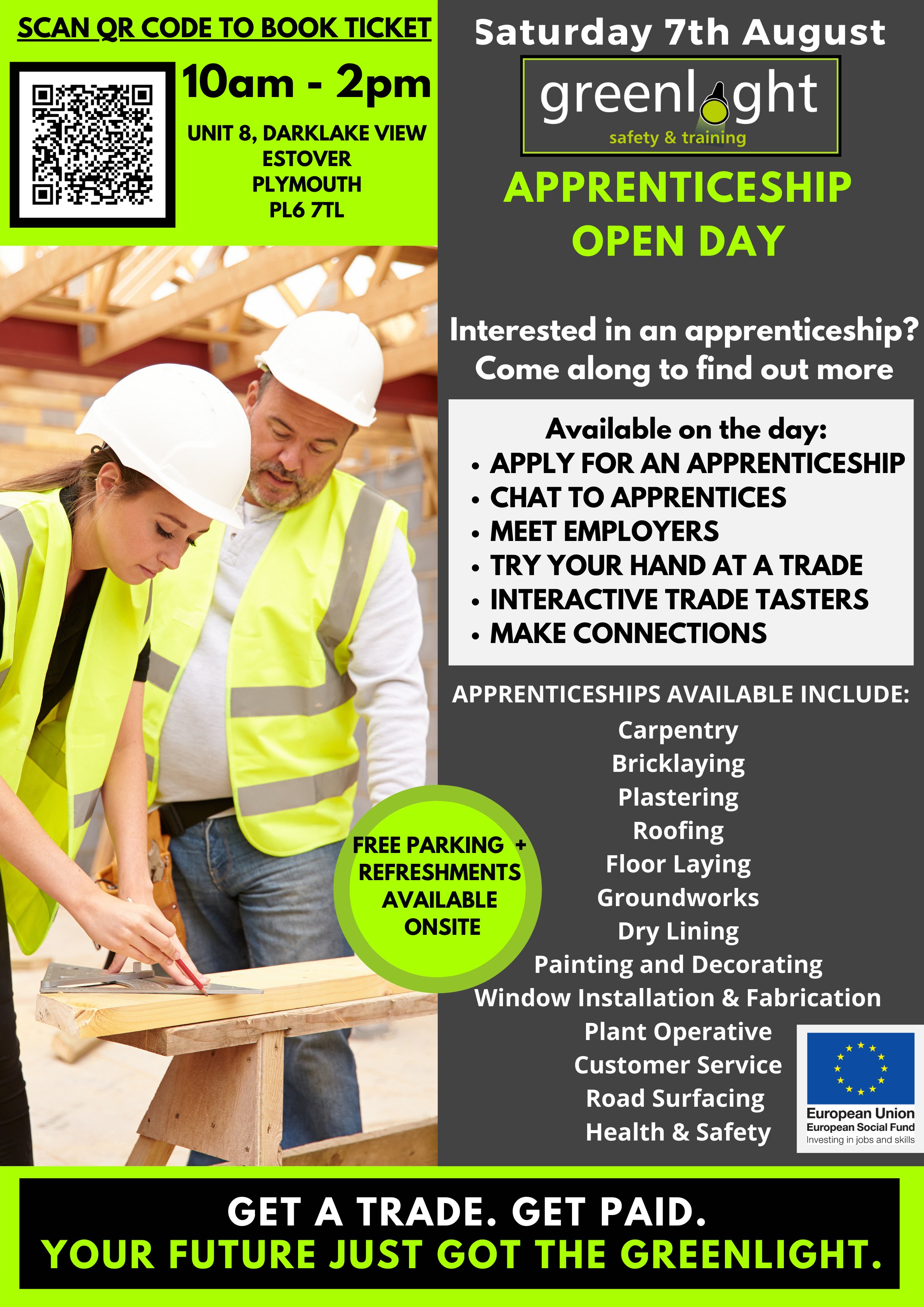 Greenlight Safety Training On Twitter Construction Apprenticeships If You Re Interested In An Apprenticeship Come On Down To Our Apprenticeship Open Day On The 7th August Try A Trade Talk To