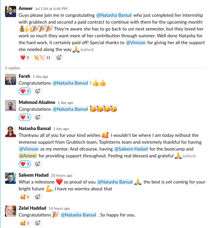 TopInterns's tweet photo. Congratulations to our star talent Natasha Bansal. She recently completed her internship with grubtech and secured a paid contract from them to continue in their team! 🏆

#mernstackdeveloper #FullStack #NodeJS #React #javaspringboot #tailwindcss https://t.co/jJ9ZZsWinc