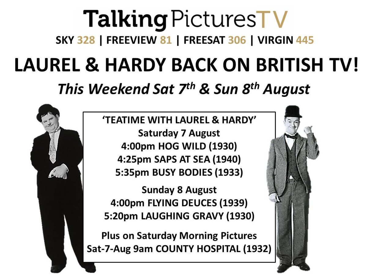 TalkingPicsTV's tweet image. Tell Me That Again! Teatime with #LaurelAndHardy on Sat-7-Aug &amp;amp; Sun-8-Aug 4pm-6pm #TPTVsubtitles