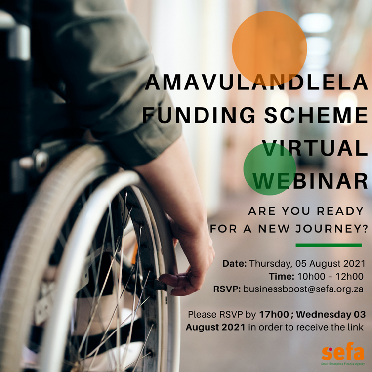 TheRealSEFA's tweet image. Have you registered for our free Amavulandlela funding scheme virtual webinar? 

Date: 5 August 2021
Time: 10am
Register by emailing businessboost@sefa.org.za, and you will be provided with a link to join

We look forward to seeing you online! 

#sefa #SMME #SouthAfrica