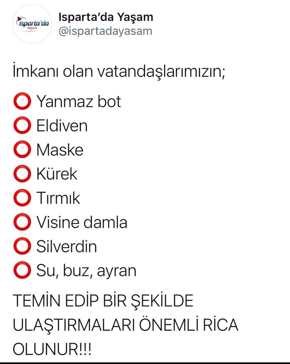 ACCCİİİİİLLLL !!! Isparta Belediyesi önünden yardım araçları kalkıyor arkadaşlar bilginiz olsun 🙏 Allah Yar ve Yardımcımız Olsun 🙏😢😭
#ispartayaniyor