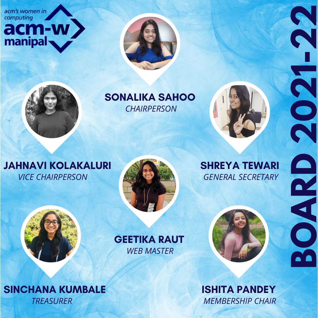 acmw_manipal's tweet image. As we all know, every end gives rise to new beginnings and aspirations. Therefore, carrying forward our mission to encourage more women in tech and give wings to their dreams, we are thrilled to welcome the new board of ACM-W for the academic year 2021-22.💙