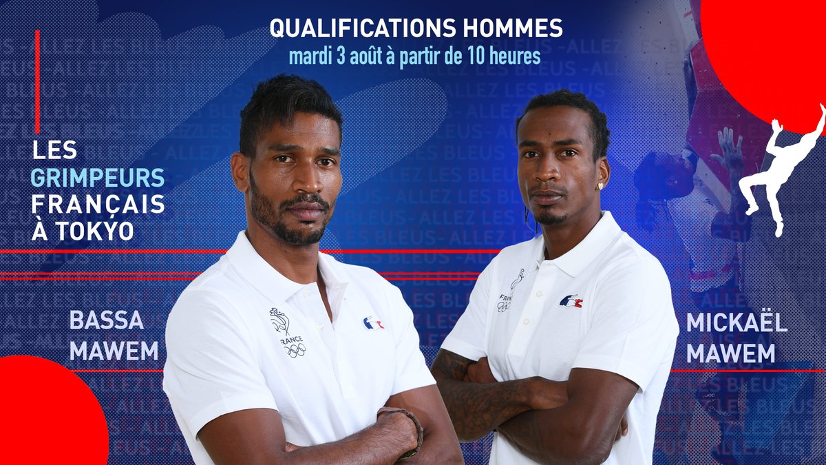 🚨 Rendez-vous demain, 10h, pour soutenir Mickael et Bassa Mawem ! 

France.tv 👉 bit.ly/FranceTV_Qh
Eurosport 👉 bit.ly/Eurosport_Qh

<a href="/EquipeFRA/">Equipe France</a> <a href="/Tokyo2020/">#Tokyo2020</a> #OlympicGames #SportClimbing #Tokyo2020
