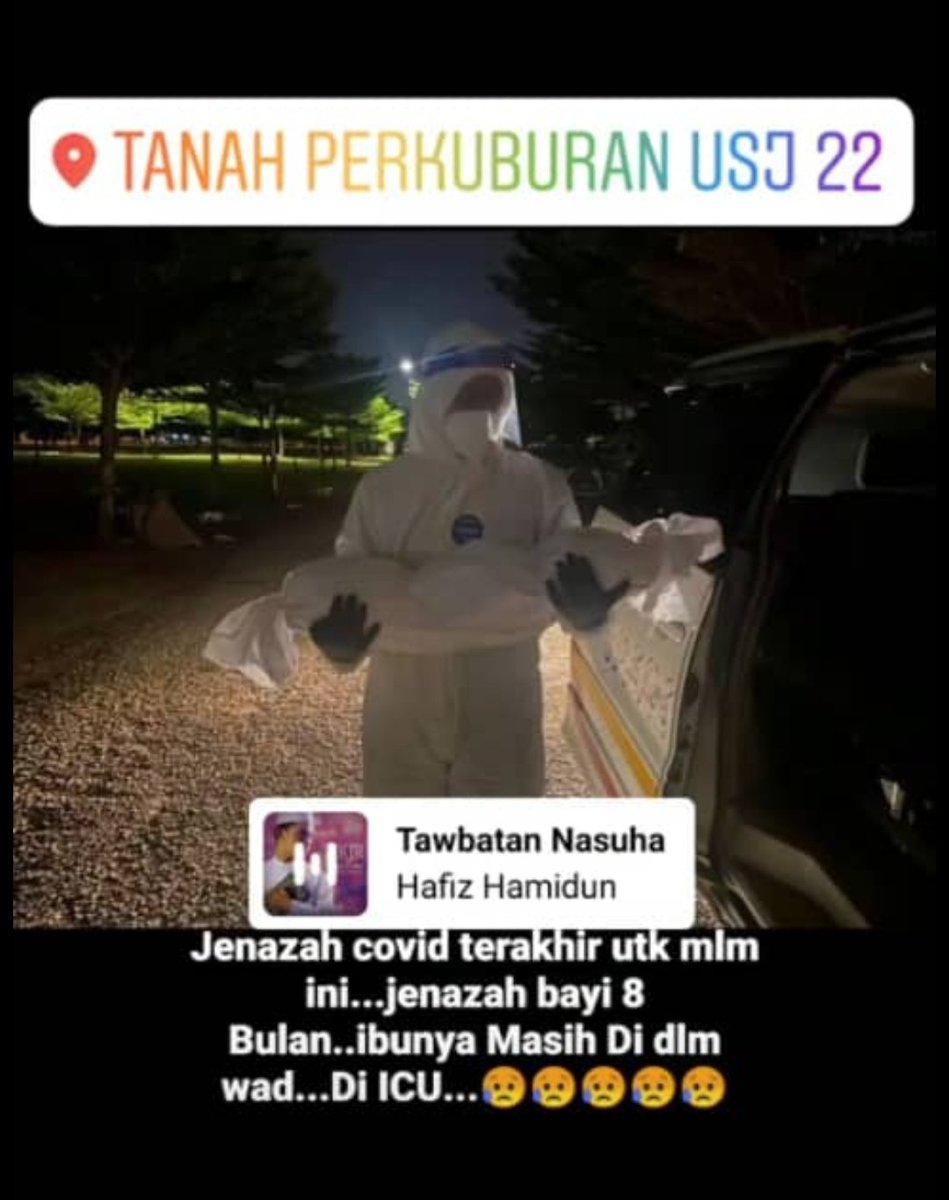 health_malaysia's tweet photo. Sayunya kes ni. 😭😭😭
Mangsa merupakan bayi berumur 8 bulan.
Ibunya pula sedang bertarung nyawa di ICU.
 
Ada yang sampai hati pandemik dikatakan plandemik. 

Tak kena dekat batang hidung korang boleh lah cakap bukan².

Cuba kena dekat batang hidung korang.

Baru terduduk kan? https://t.co/WXJcDrIvpI