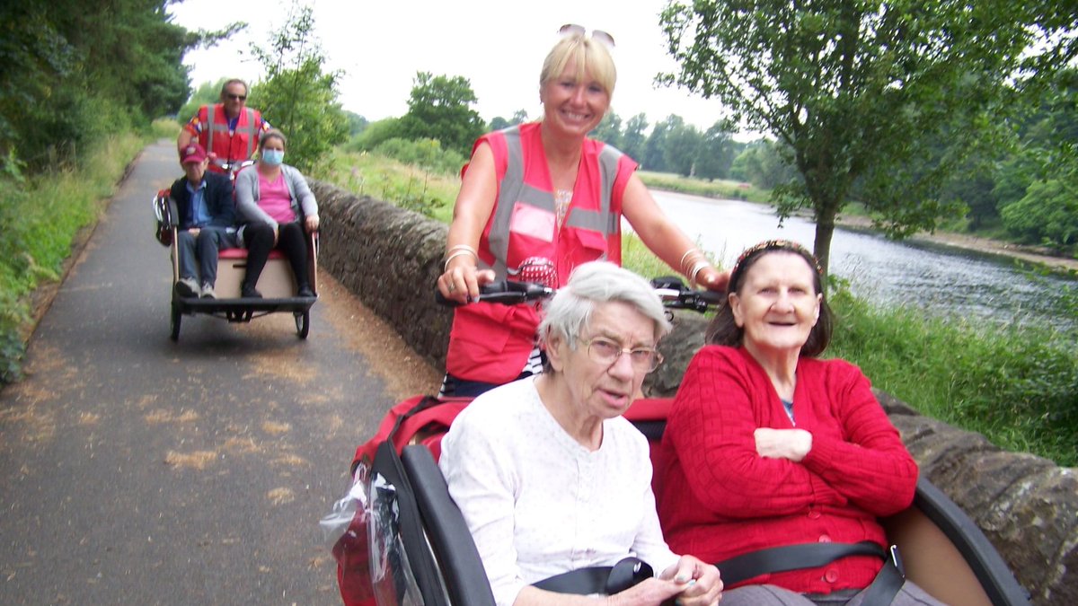 Our #carehome residents in #perthscotland found a novel way to explore their local park thanks to <a href="/CWAPerth/">Cycling Without Age Perth Scotland</a> Happy #bankholidaymonday everyone! #BustingTheMyths #rickshaw #perthshirescotland <a href="/CWAScotland/">CWA Scotland</a> More here: bit.ly/3fkvLRK