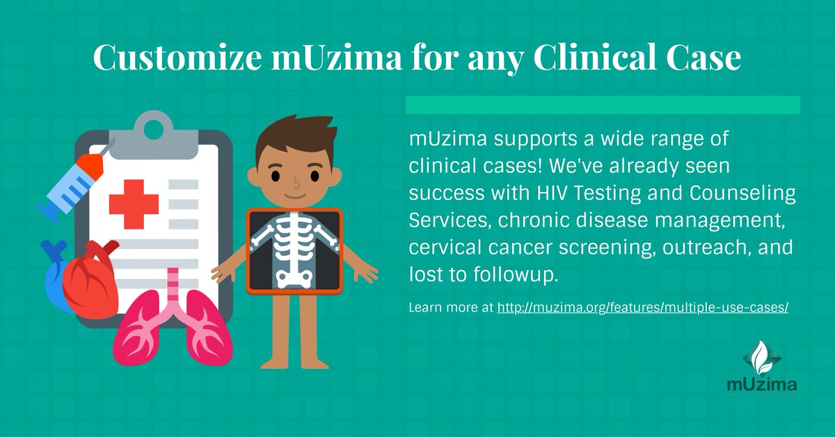 Do you know mUzima can be customized for any clinical cases?  Find out more at muzima.org/features/multi…

#mHealth #SavingLives