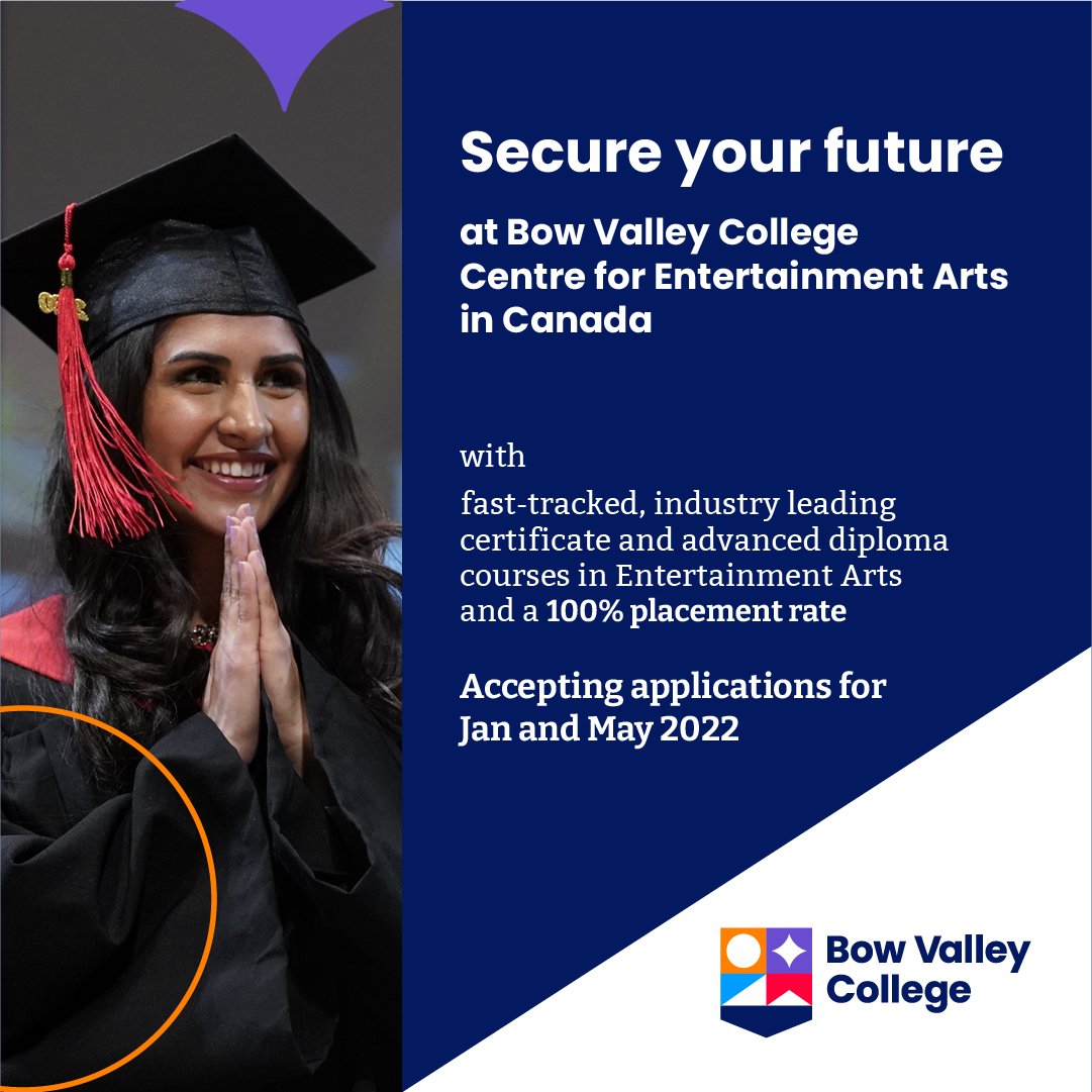MapleAssist's tweet photo. At Canada's leading entertainment arts college - Bow Valley College- a successful career in entertainment arts is just a few steps away. Get ready to achieve great heights with diploma and certificate courses. Apply now for Jan and May 2022.

https://t.co/0P26ijP88k https://t.co/qMPUxbsght
