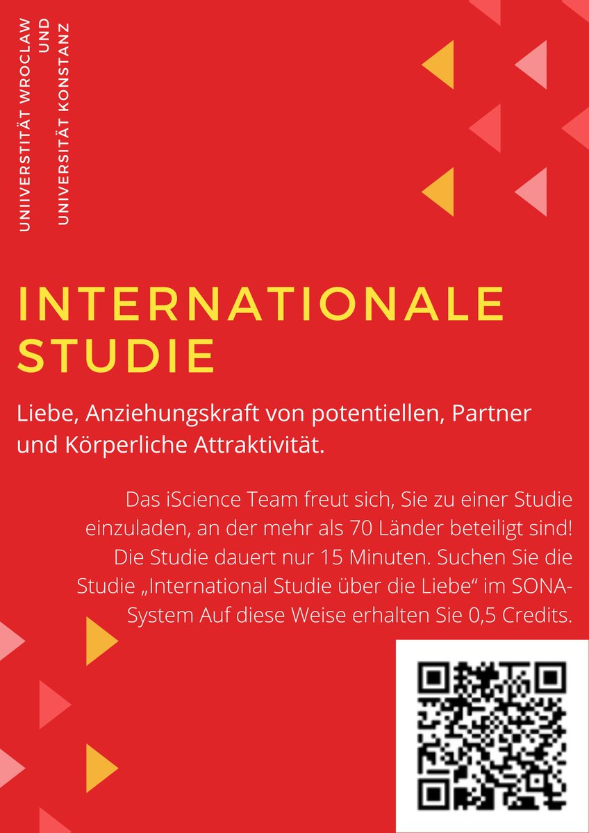 isciencenews's tweet image. Love ❤️, the attraction of potential partners 😏, &amp;amp; physical attractiveness 💪: Participate in our cross-cultural study (part of a project in 70 countries 🌎) right now (about 15 min; @unikonstanz students can earn 0,5 VPn via SONA): tinyurl.com/onlyloveforisc… 🚀 #iscience #research
