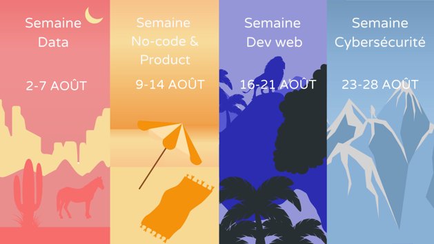 Nous lançons aujourd'hui à la <a href="/WildCodeSchool/">Wild Code School</a> notre #SummerSchool 2021😄👩‍🏫☀️! Data, no-code, product management, développement web, cybersécurité : une ressource par jour pour s'initier et mieux comprendre les enjeux tech et les métiers associés.
apply.wildcodeschool.com/fr/summer-scho…