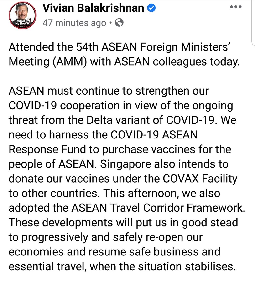 MayWongST's tweet photo. #Singapore foreign minister @VivianBala discloses insights into @ASEAN meeting where #Myanmar situation still poses "grave concern" &amp; @AHACentre making preparations now to provide humanitarian aid to Myanmar citizens. Singapore contributing US$100,000 #WhatsHappeningInMyanmar https://t.co/1vFtBn8VMF