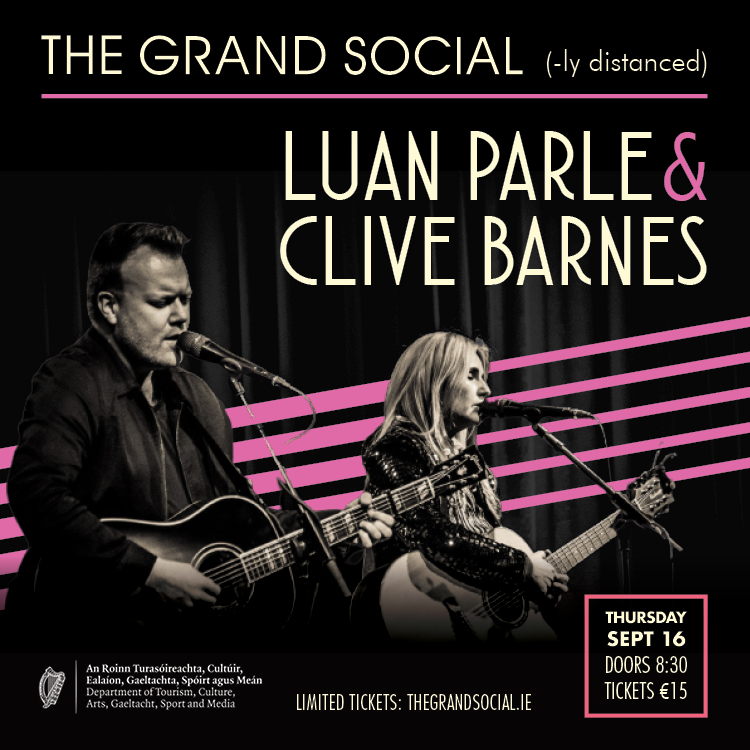 TGSDublin's tweet photo. // 𝙂𝙄𝙂 𝙉𝙀𝙒𝙎 //
The Grand Social(ly Distanced) Presents:
@luanparle @clivebarnes
Thursday 16th September
Tickets on-sale now from @tickets_ie
Big thanks to @DeptCulturelRL for supporting this event.
#gigs #livemusic #luanparle #clivebarnes #gig #lovindublin #Dublin https://t.co/WkIjZ4iQhd